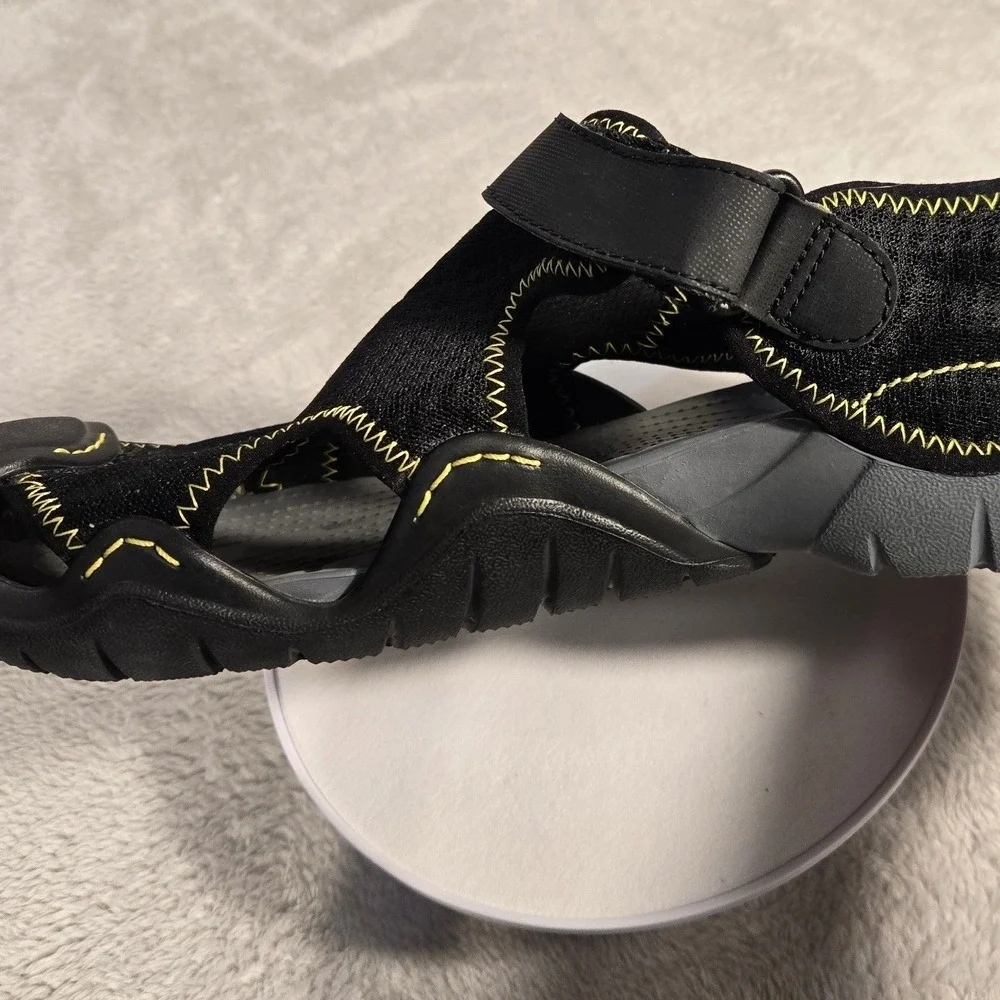 Crocs‎ Swiftwater Mesh Sandals Mens Black Yellow Water Shoes Hiking Outdoor